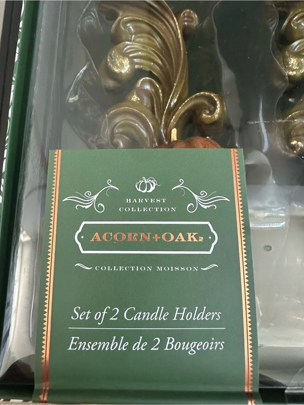 Acorn + Oak Harvest Collection Pumpkin Candle Holders Set of 2 New in Box
